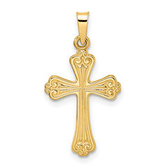 14k Polished Solid Fancy Design Cross Pendant