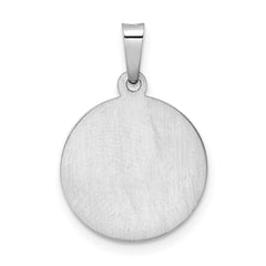 14k White Gold Polished and Satin Hollow St Michael Medal Pendant