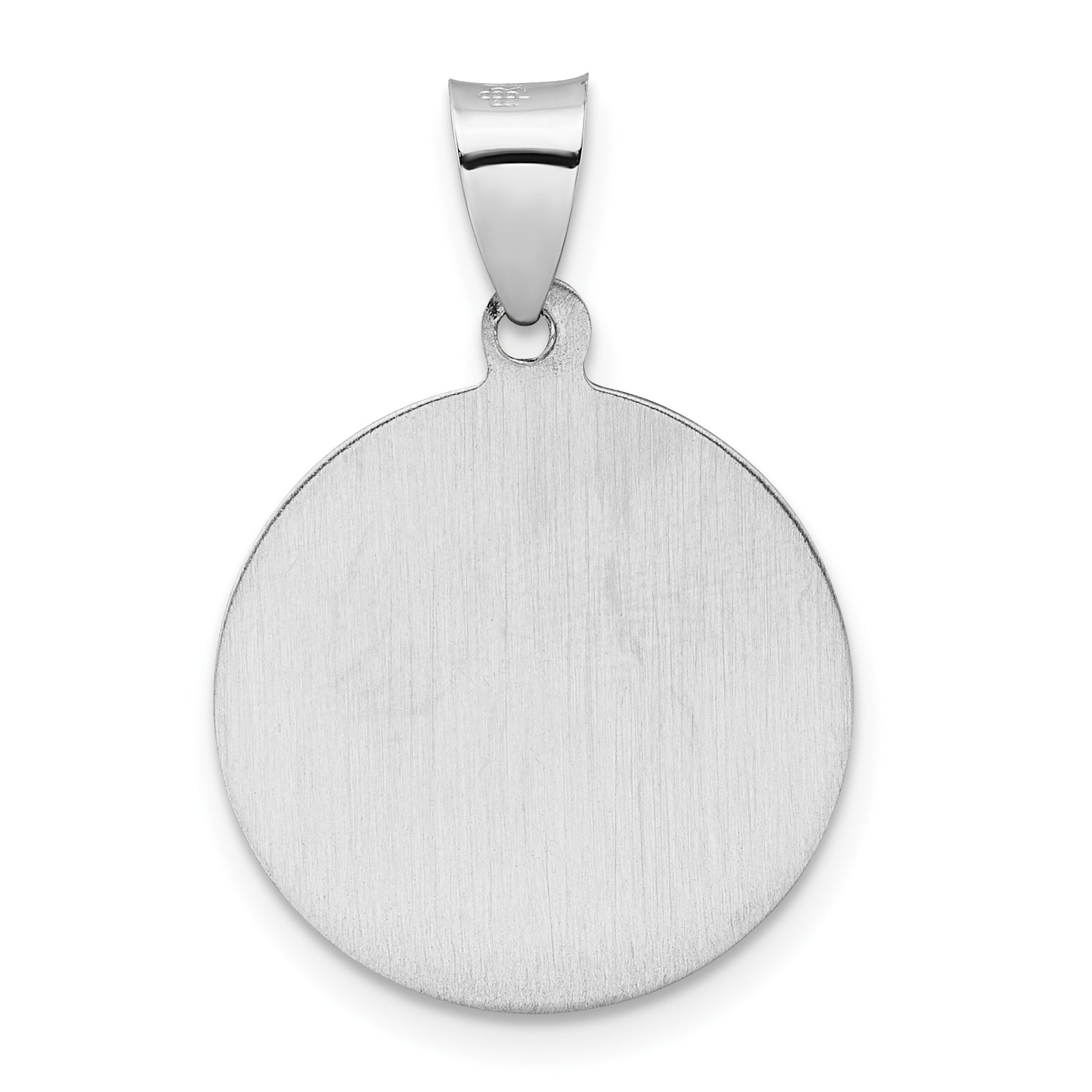 14k White Gold Polished and Satin Hollow St Michael Medal Pendant