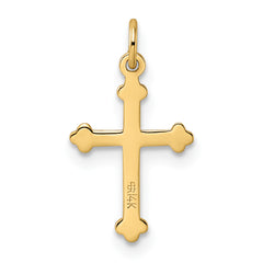 14k Polished and Textured Solid Diamond Shape Cross Pendant