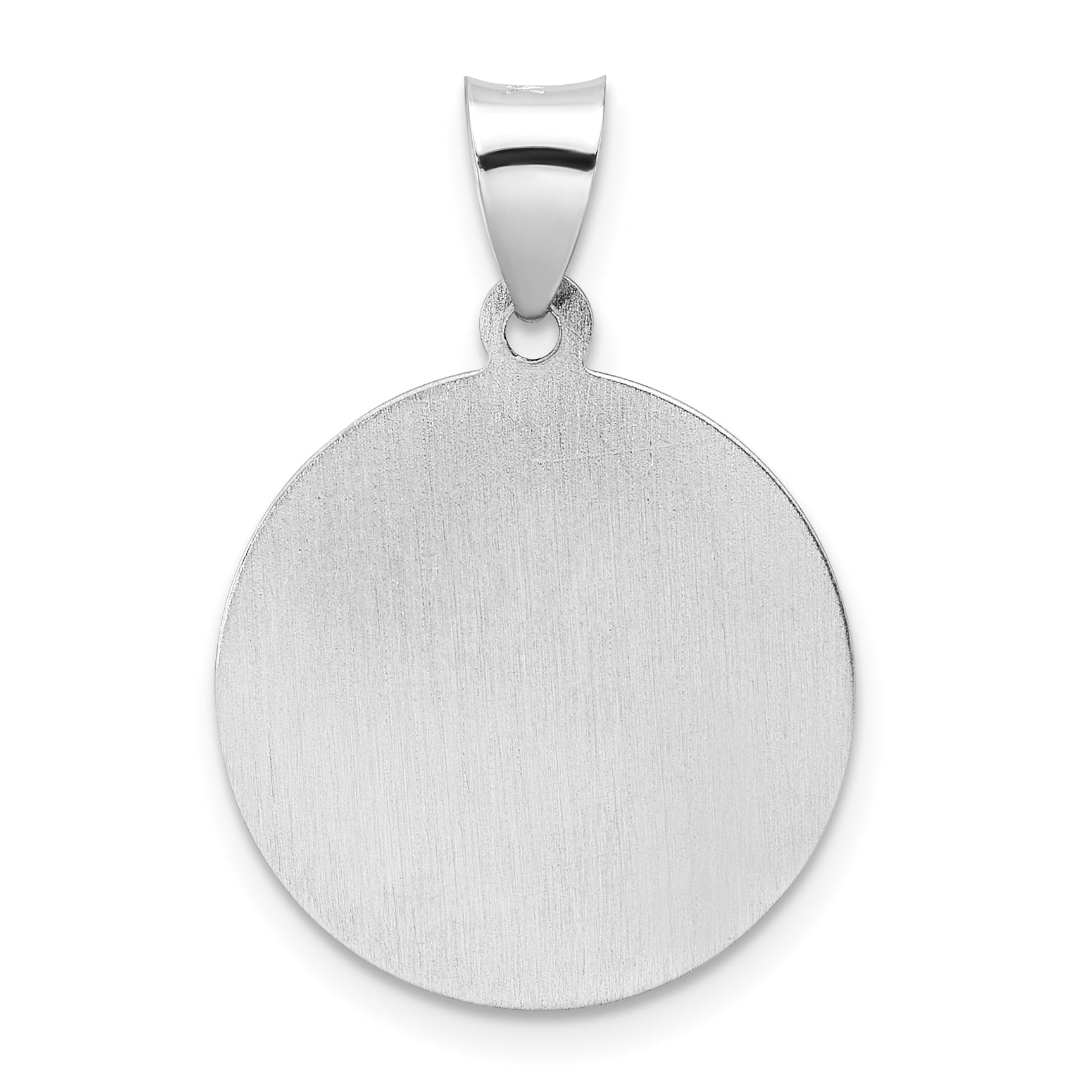 14k White Gold Polished and Satin Hollow St Nicholas Medal Pendant