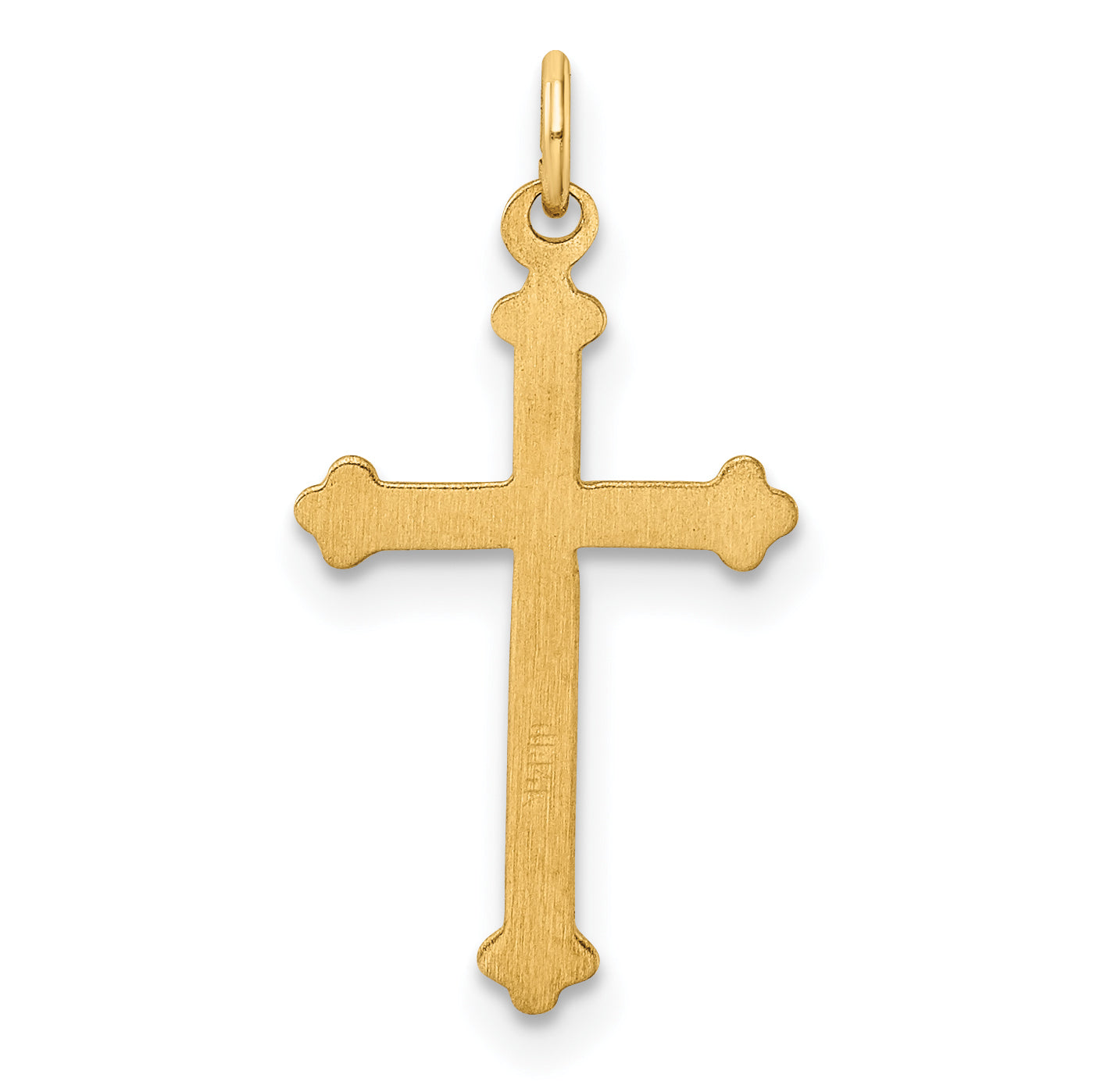 14k Polished and Textured Solid Diamond Shape Cross Pendant