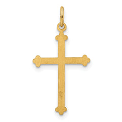 14k Polished and Textured Solid Diamond Shape Cross Pendant