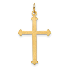 14k Polished and Textured Solid Diamond Shape Cross Pendant