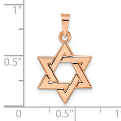 14k Rose Polished Solid Star of David Pendant