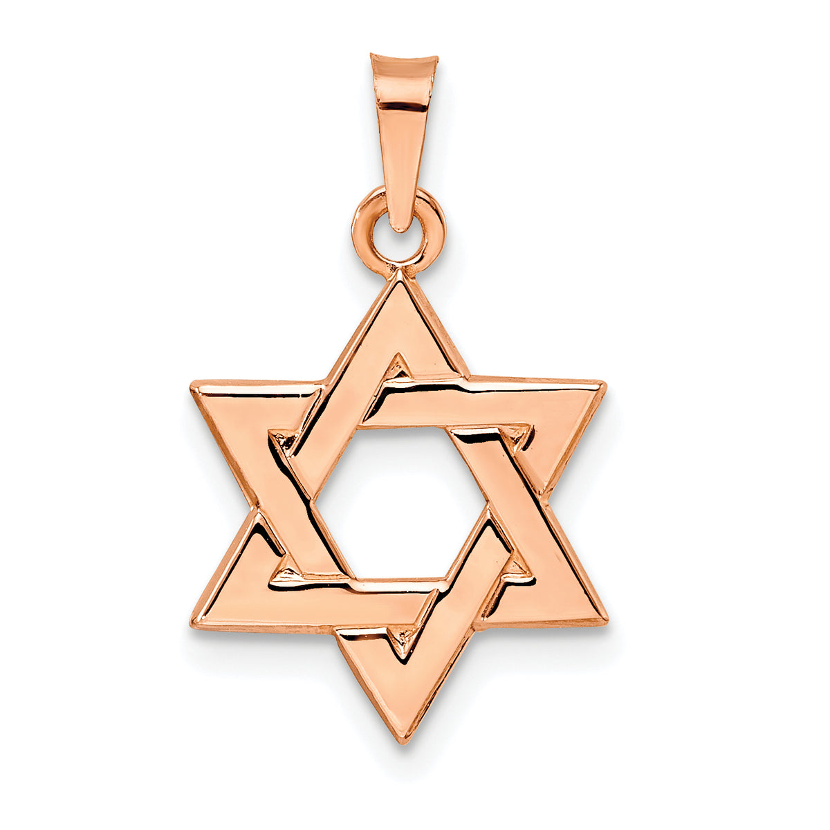 14k Rose Polished Solid Star of David Pendant