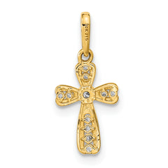 14K Polished CZ Cross Pendant