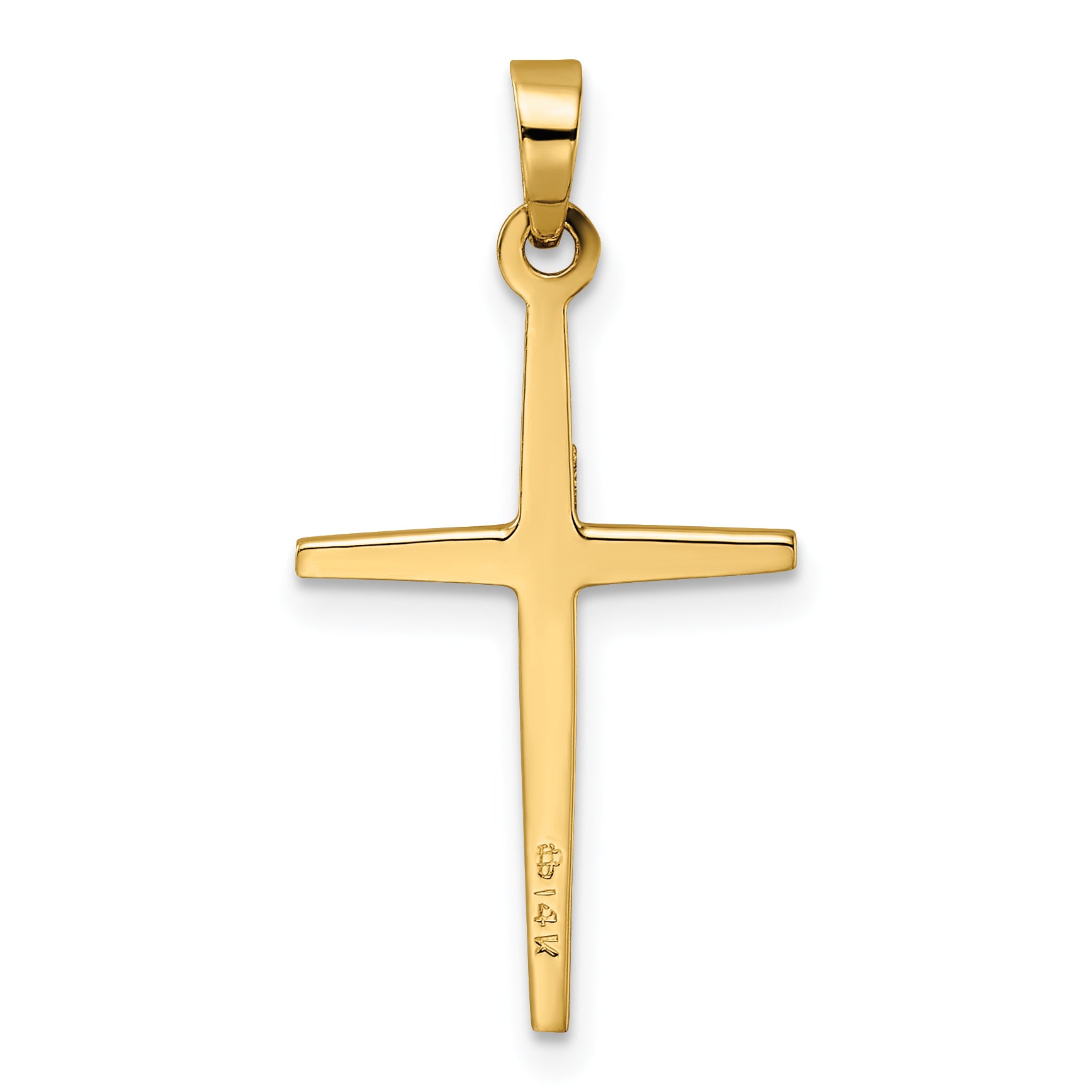 14k Two-tone Polished Solid Double Cross Pendant