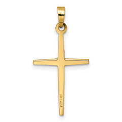 14k Two-tone Polished Solid Double Cross Pendant