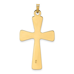 14k Polished Center Flower Solid Cross Pendant