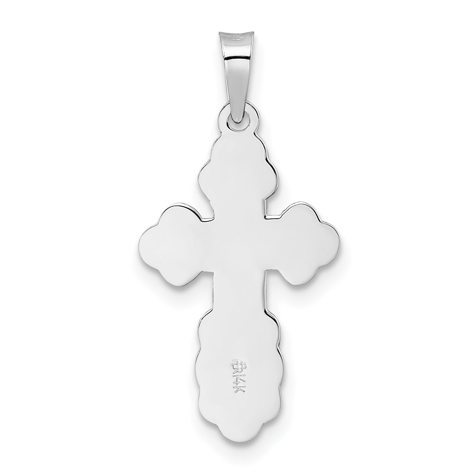 14k White Gold Polished Eastern Orthodox Solid Cross Pendant