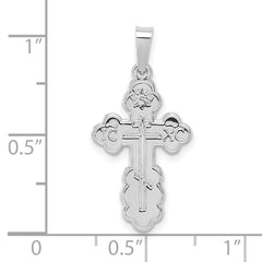 14k White Gold Polished Eastern Orthodox Solid Cross Pendant