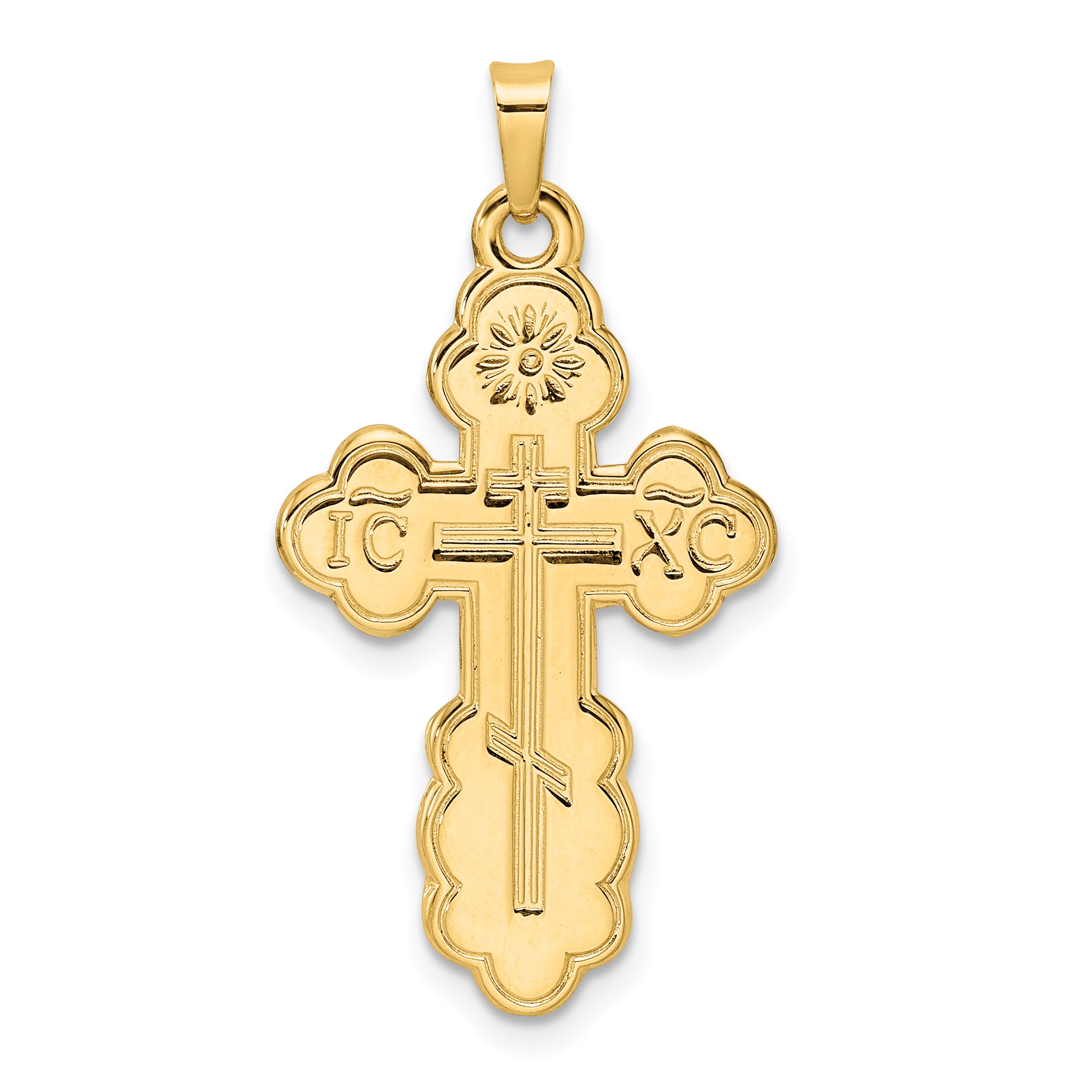 14k Polished Eastern Orthodox Solid Cross Pendant