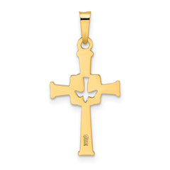 14k Polished Cut Out Solid Dove Cross Pendant