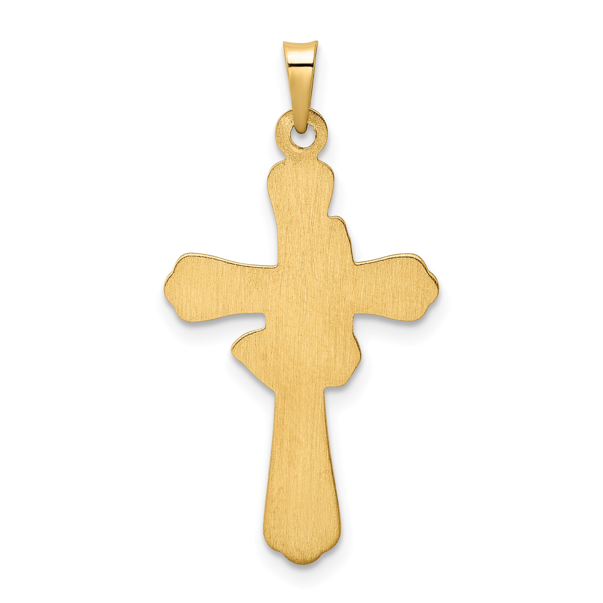 14k w/Rhodium Polished Hollow Praying Hands Cross Pendant