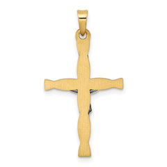 14k Two-tone Polished Hollow INRI Crucifix Twisted Cross Pendant