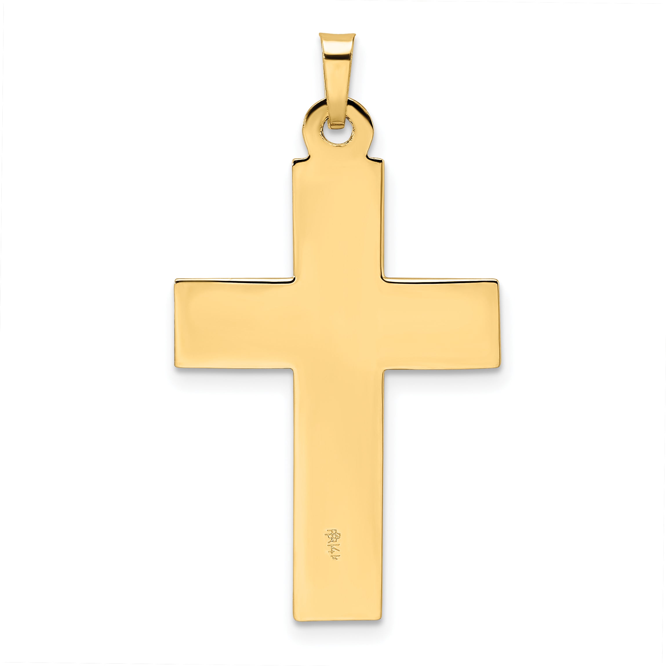 14k Two-tone Polished Solid INRI Crucifix Pendant