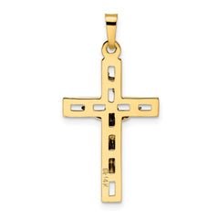 14k Two-tone Polished Solid INRI Crucifix Pendant