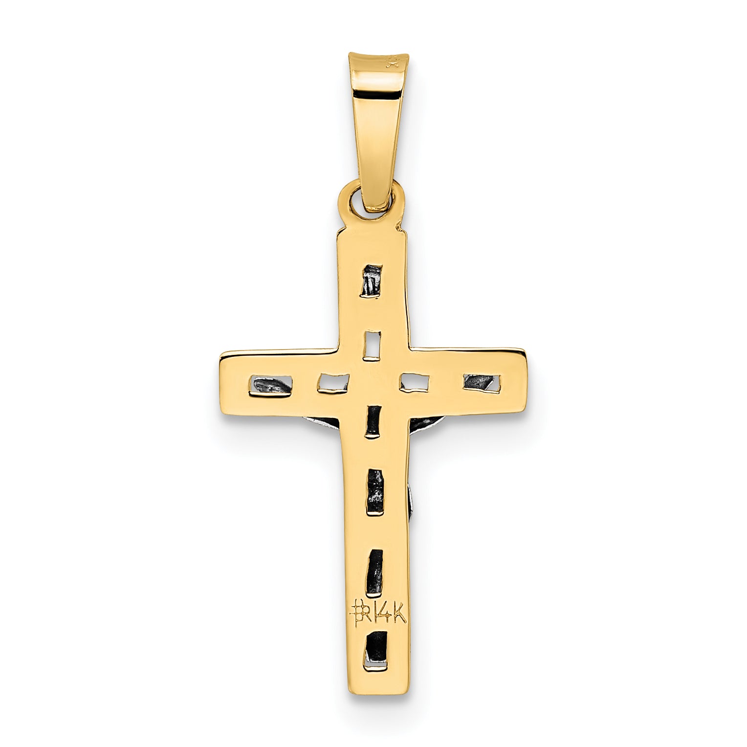 14k Two-tone Polished Solid INRI Crucifix Pendant