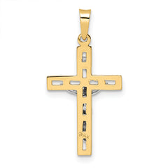 14k Two-tone Polished Solid INRI Crucifix Pendant