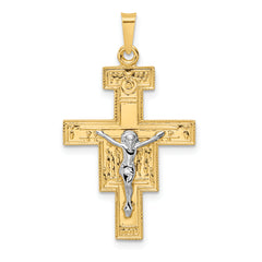 14k Two-tone Solid Crucifix Pendant