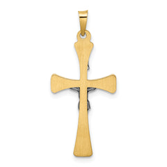 14k Two-tone Polished Hollow INRI Crucifix Cross Pendant