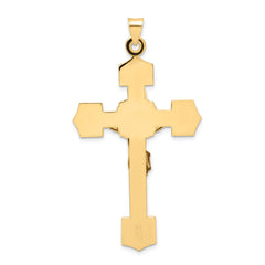 14k Two-tone Polished Solid INRI Crucifix Pendant