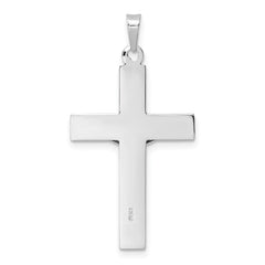 14k White Gold Polished Solid INRI Striped Crucifix Pendant