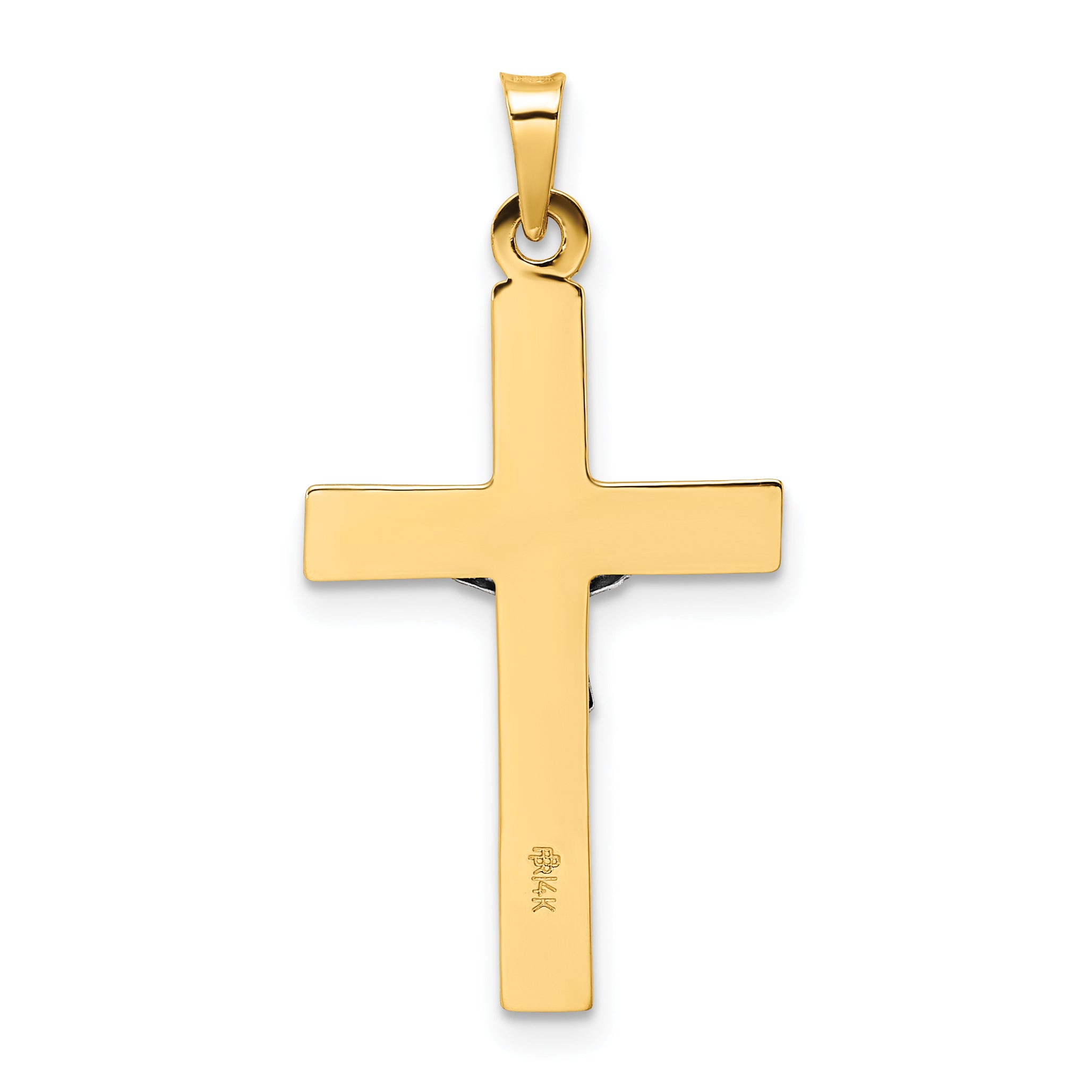 14k Two-tone Polished Solid INRI Crucifix Pendant