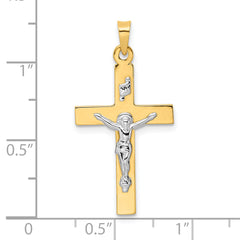 14k Two-tone Polished Solid INRI Crucifix Pendant