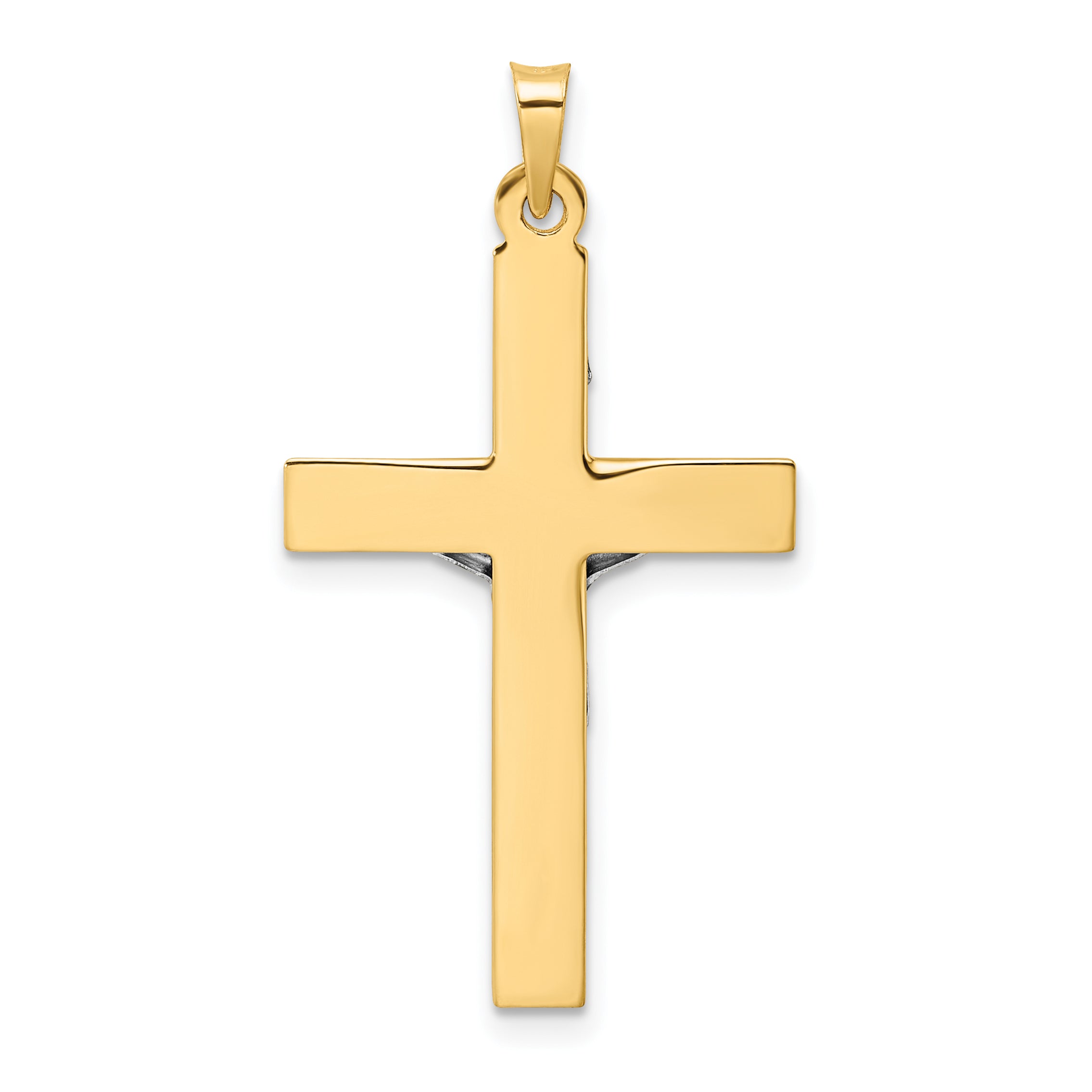 14k Two-tone Polished Solid INRI Crucifix Pendant