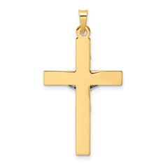 14k Two-tone Polished Solid INRI Crucifix Pendant