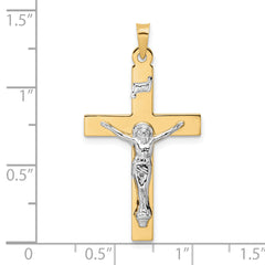 14k Two-tone Polished Solid INRI Crucifix Pendant