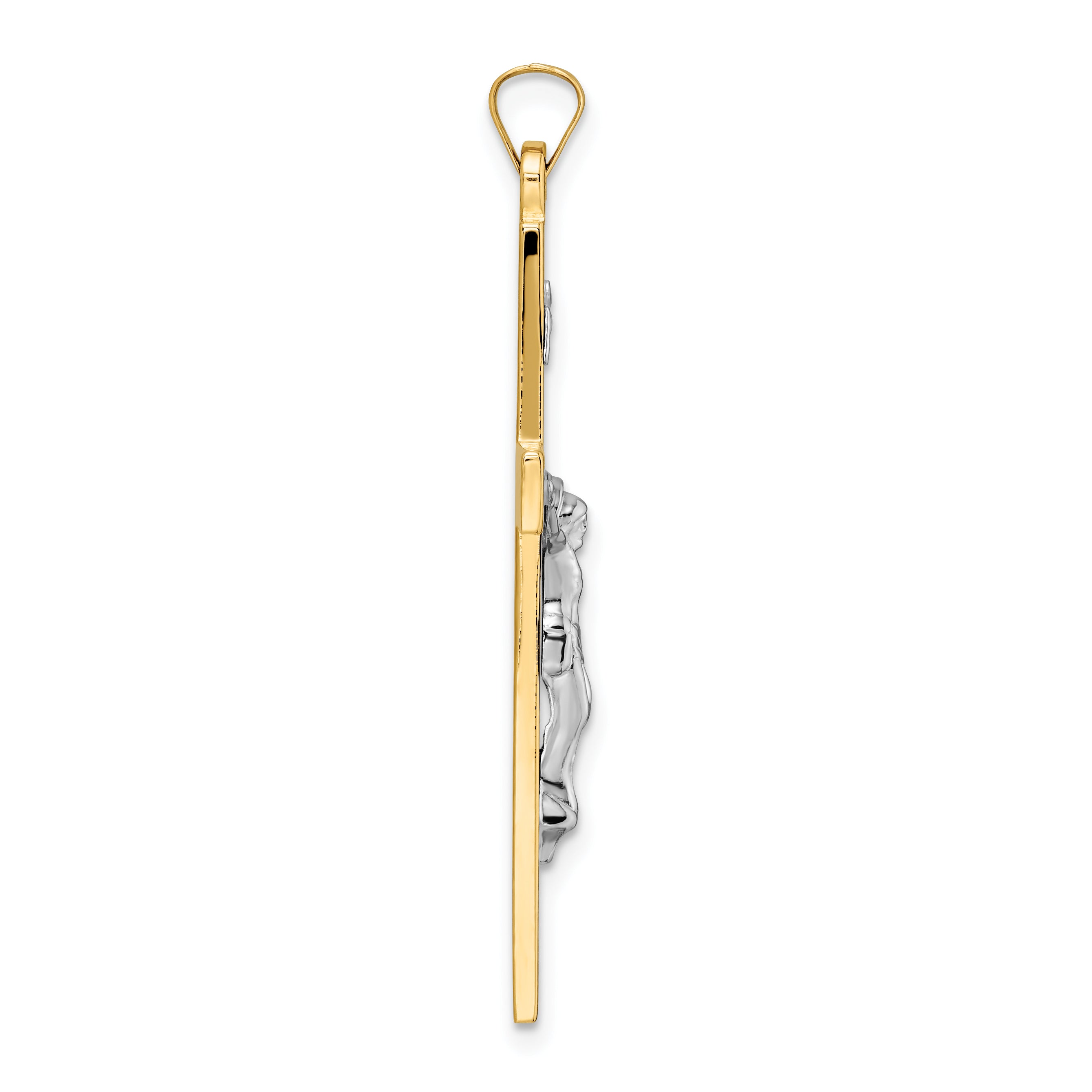 14k Two-tone Solid INRI Crucifix Pendant