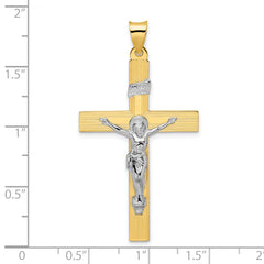 14k Two-tone Polished Solid INRI Curcifix Cross Pendant