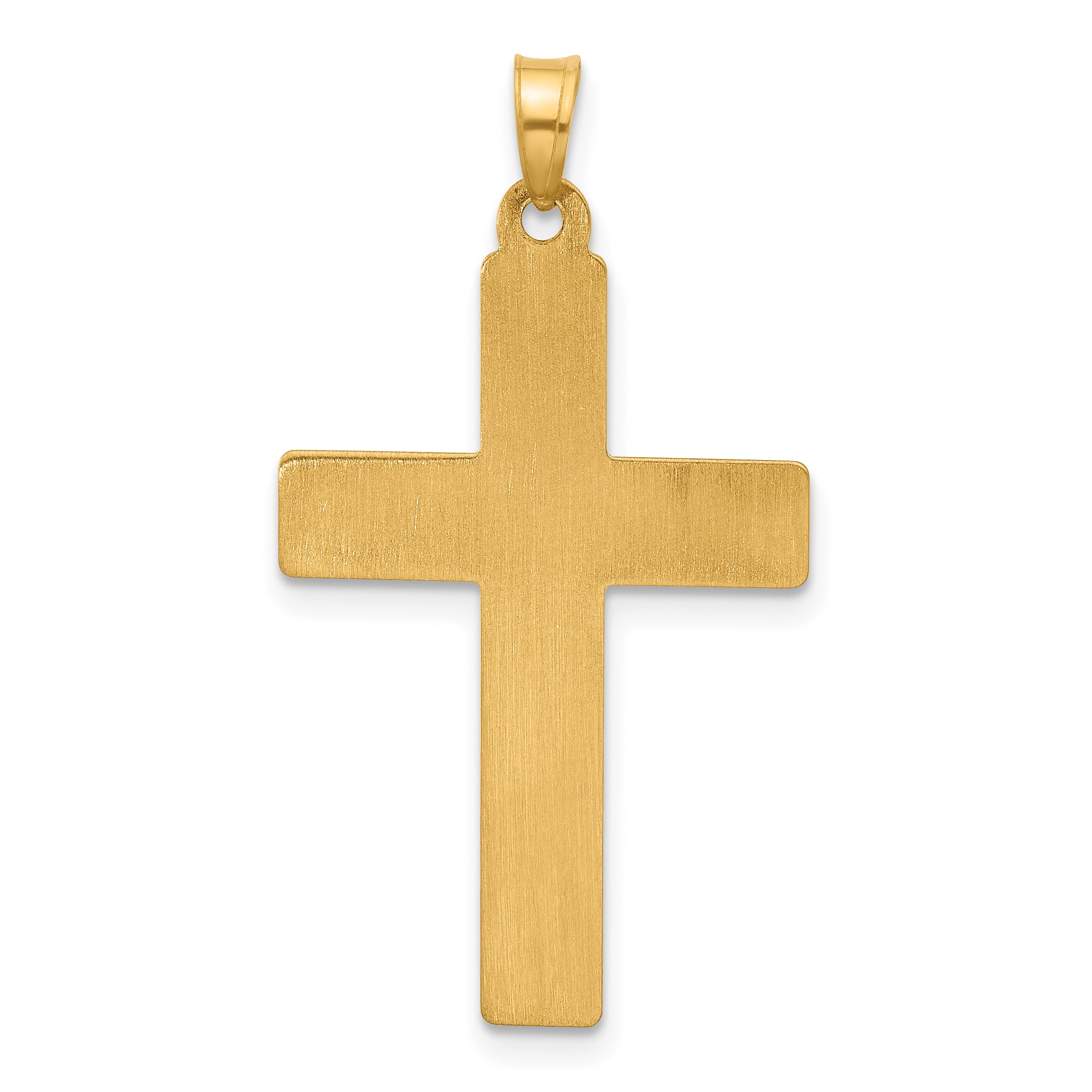 14k Polished and Textured Floral Cross Pendant