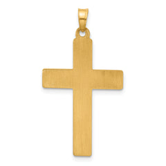 14k Polished and Textured Floral Cross Pendant