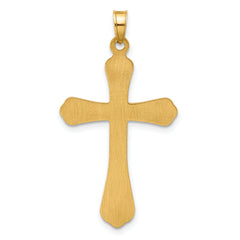 14k Polished and Grooved Hollow Cross Pendant