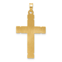 14k Polished and Grooved Hollow Cross Pendant