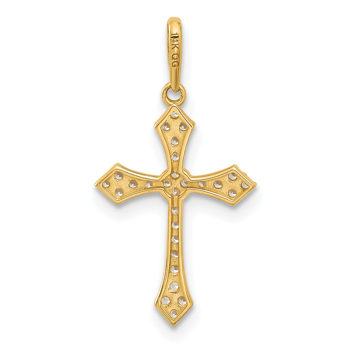 14k Polished CZ Passion Cross Pendant