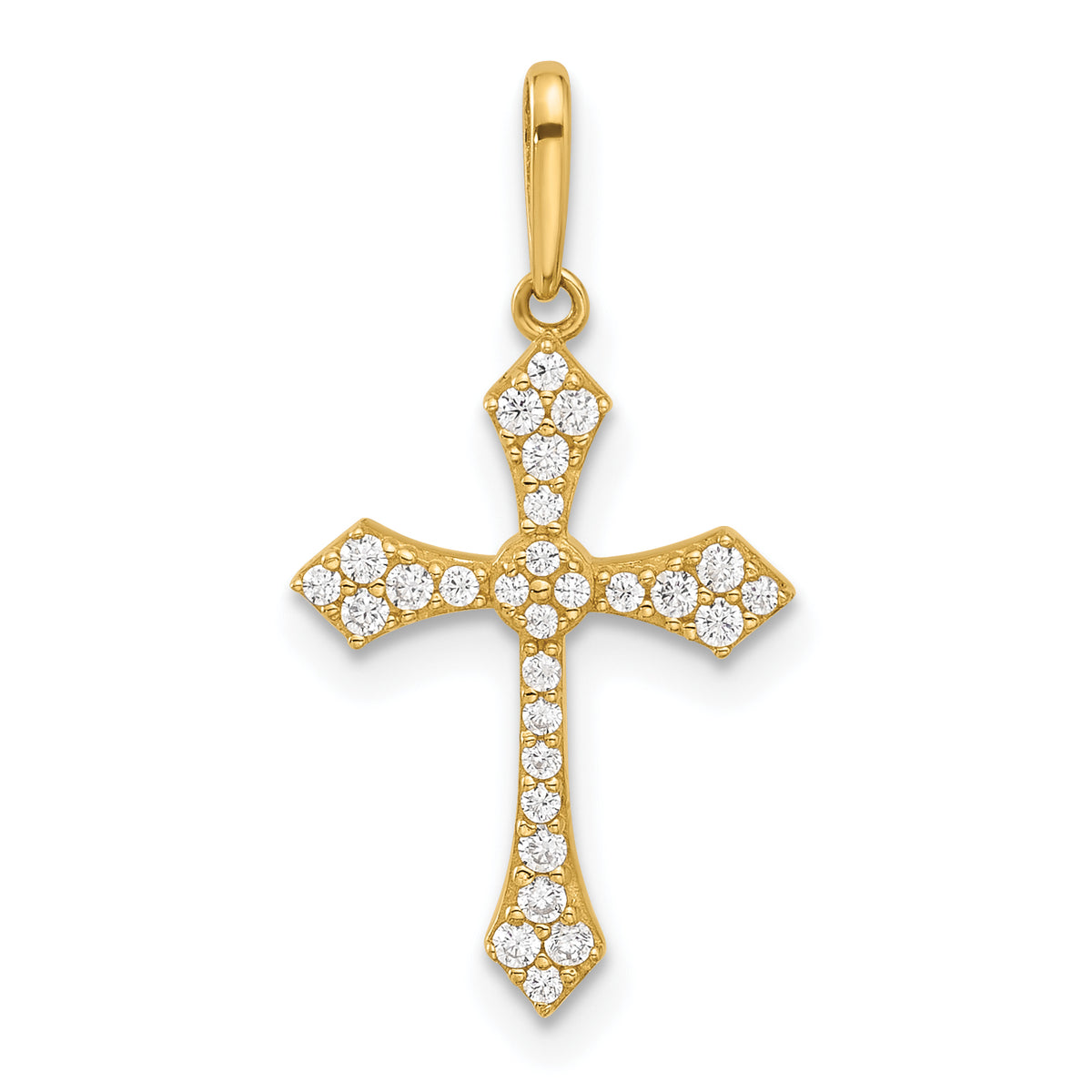 14k Polished CZ Passion Cross Pendant