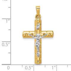 14k Two-Tone Hollow Crucifix Pendent