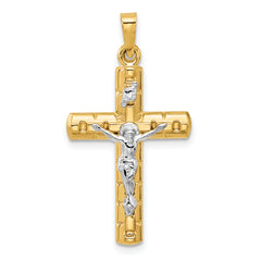 14k Two-Tone Hollow Crucifix Pendent