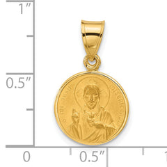 14k Polished and Satin Solid Sacred Heart of Jesus Medal