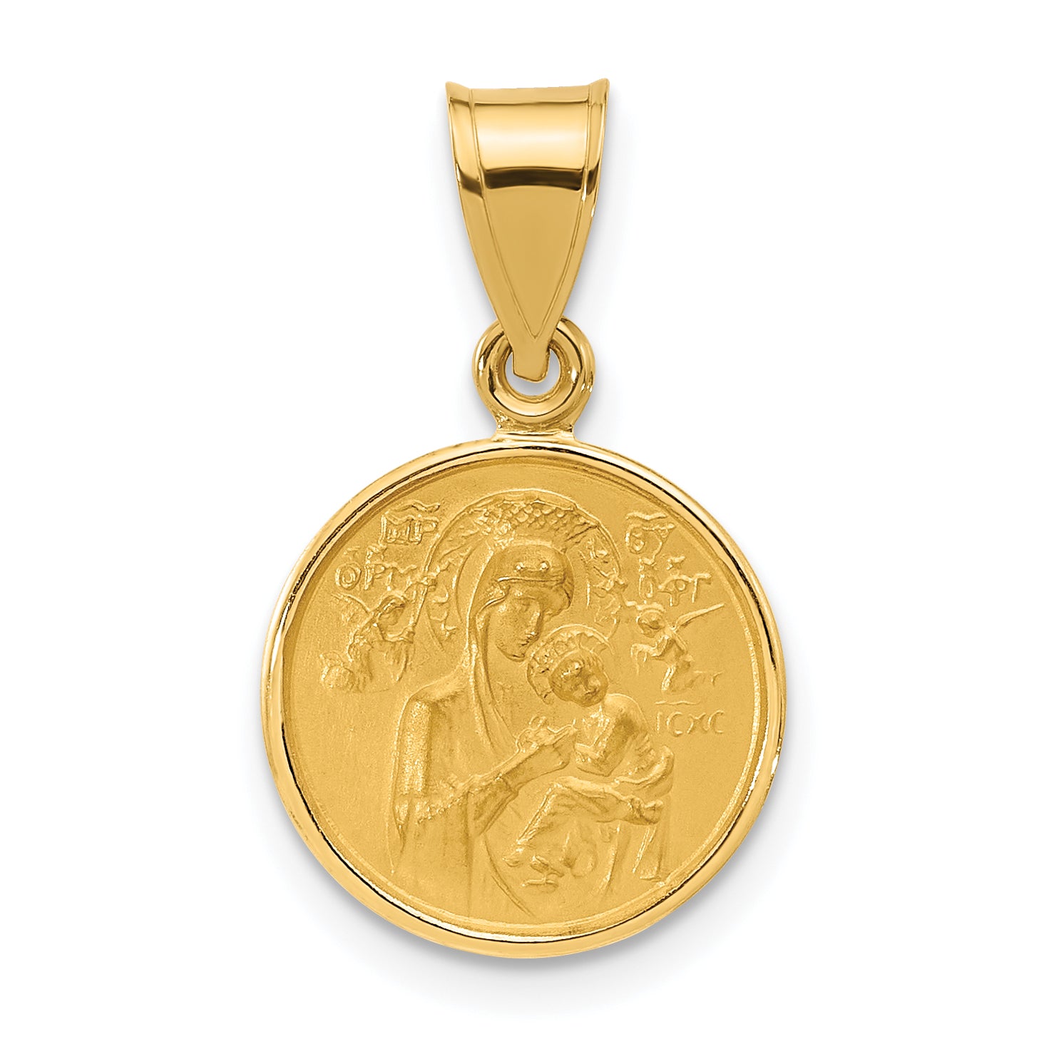 14k Polished and Satin Solid Our Lady of Perpetual Help Medal