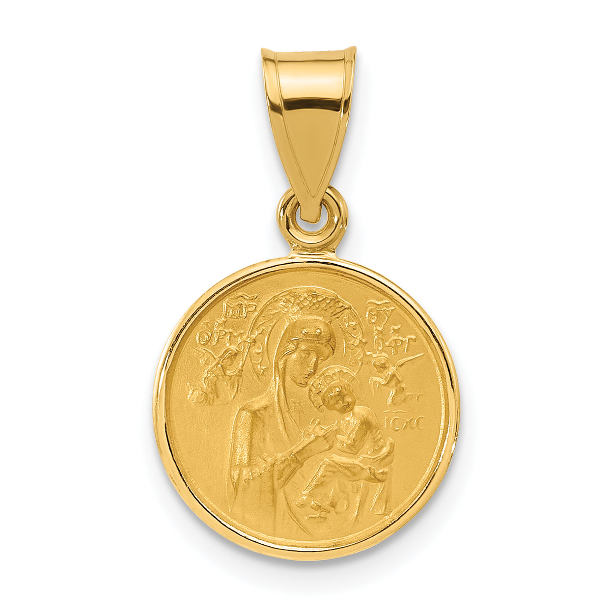 14k Polished and Satin Solid Our Lady of Perpetual Help Medal