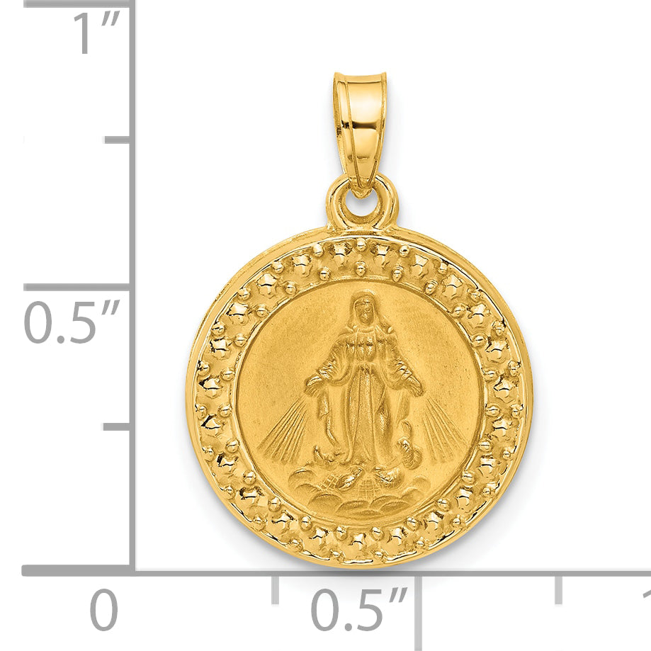 14K Hollow Miraculous Mary Plain Back Medal