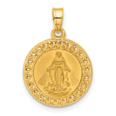 14K Hollow Miraculous Mary Plain Back Medal