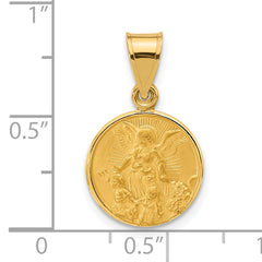 14k Polished and Satin Solid Our Guardian Angel Medal