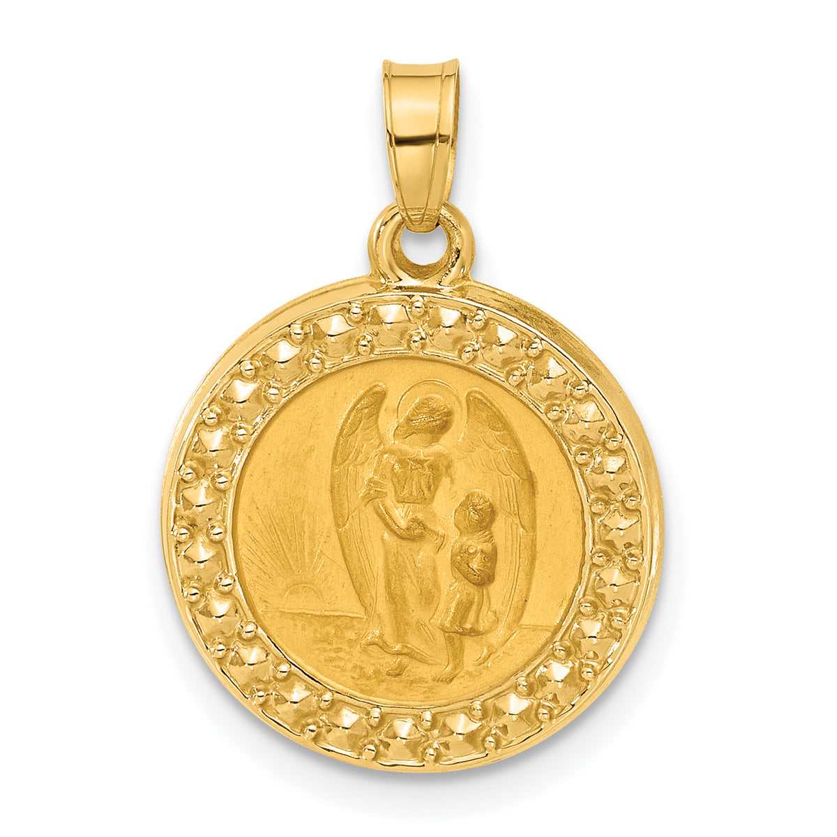 14K Hollow Our Guardian Angel Medal